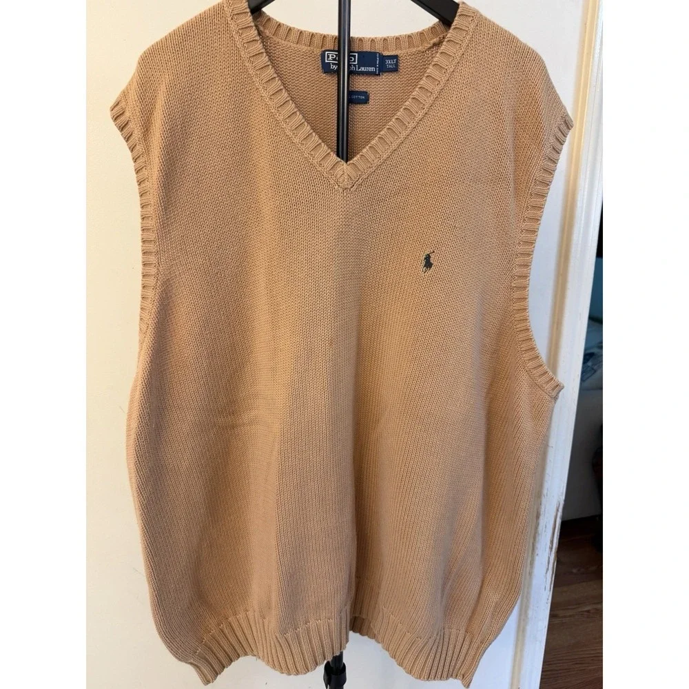 Vintage Polo Ralph Lauren Sweater Vest Mens 3XLT Cotton Pony Preppy